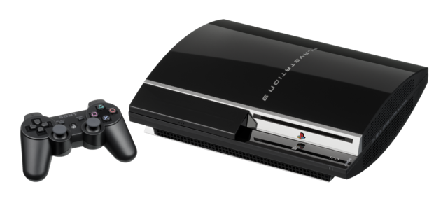 La PS3 « 60 Go » en position horizontale.